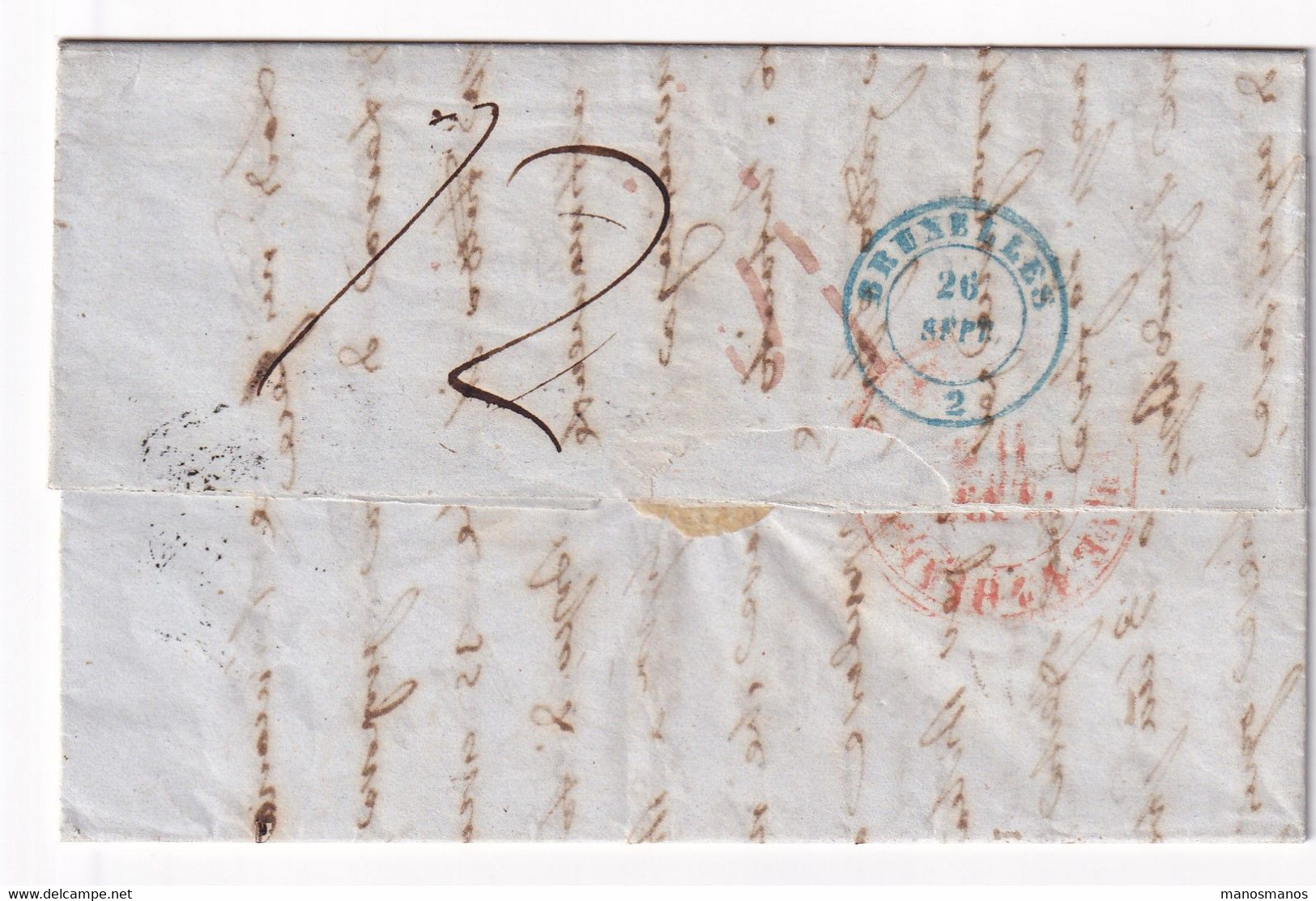 DDY 111 - Incoming Mail - Lettre Précurseur 1844 De CASTELLETTO Franca Vers Bruxelles - Transit Ovale ITALIEN - Sonstige & Ohne Zuordnung