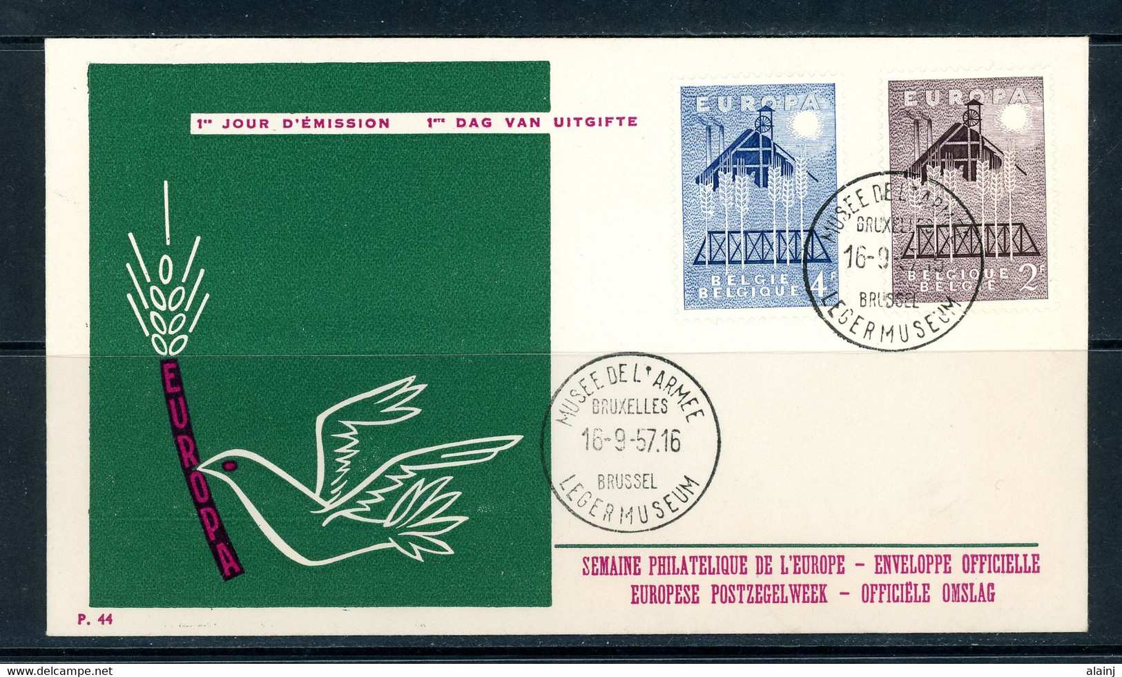 BE   FDC  1025 - 1026   ---   Europa 1957  --  Cachet Musée De L'Armée - Bruxellles   --  TTB - 1951-1960