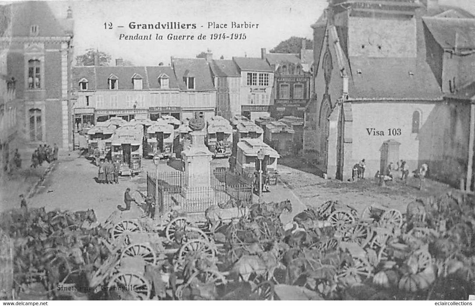 Grandvilliers        60         Place Barbier Pendant La Guerre  Voir Cachet Au Recto     (voir Scan) - Grandvilliers