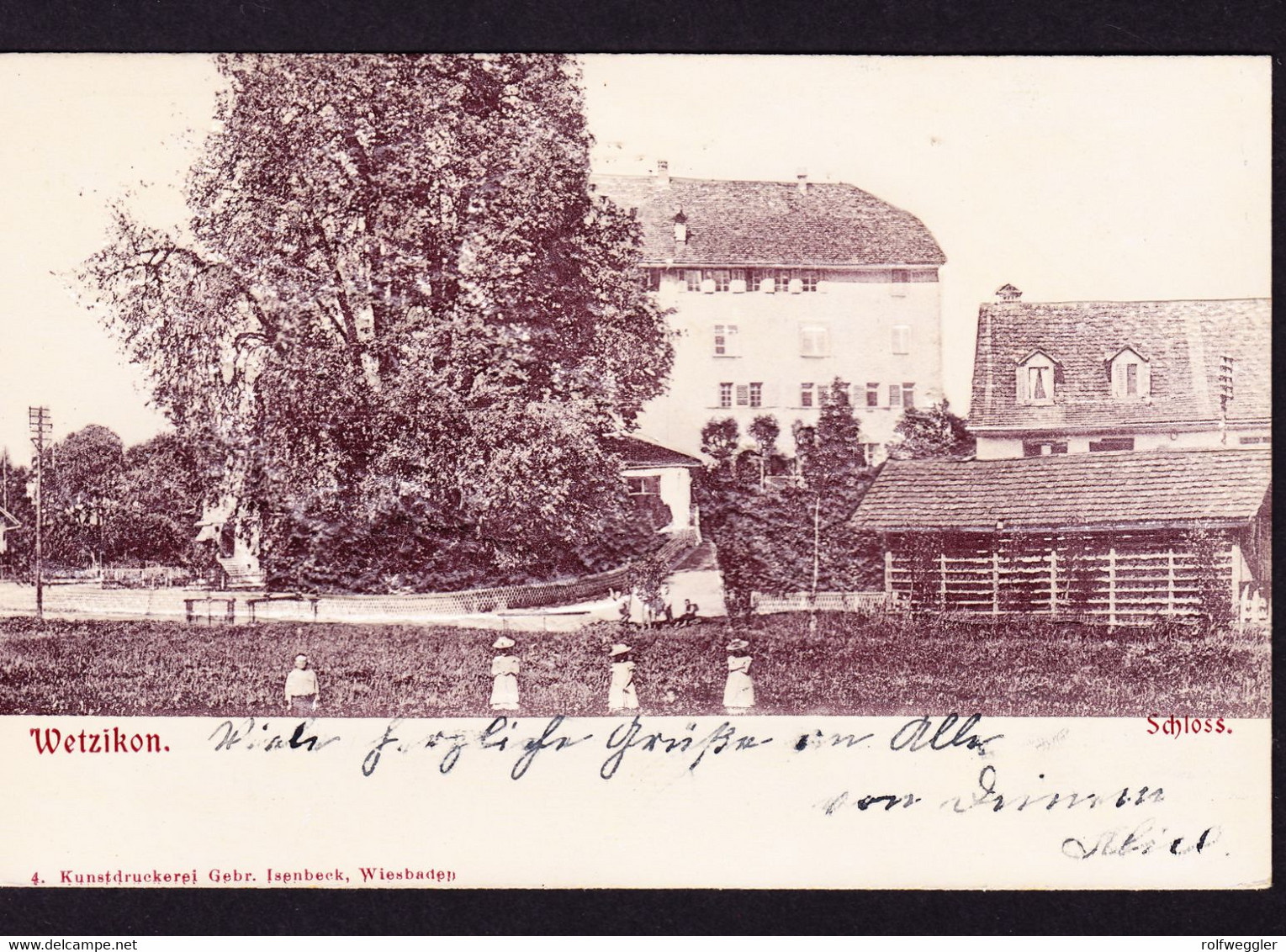 1902 Gelaufene Präge AK Aus Wetzikon Mit Schloss. Gestempelt Wetzikon Nach Unterägeri. - Wetzikon