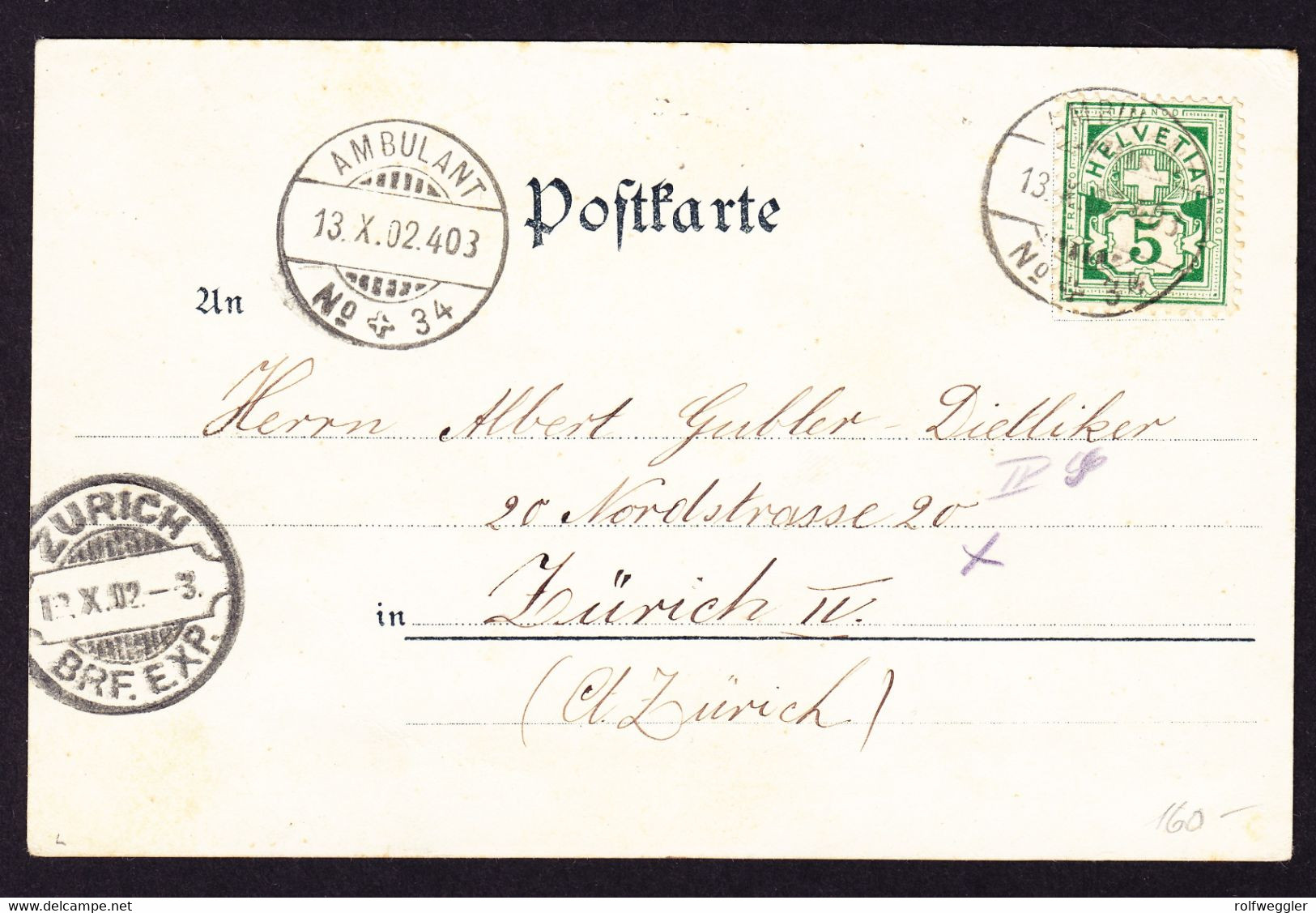 1902 Gelaufene Litho Karte: Gruss Aus Bärentsweil Bäretswil. Gasthof Und Metzgerei Zum Ochsen Mit Eisenbahn. - Bäretswil