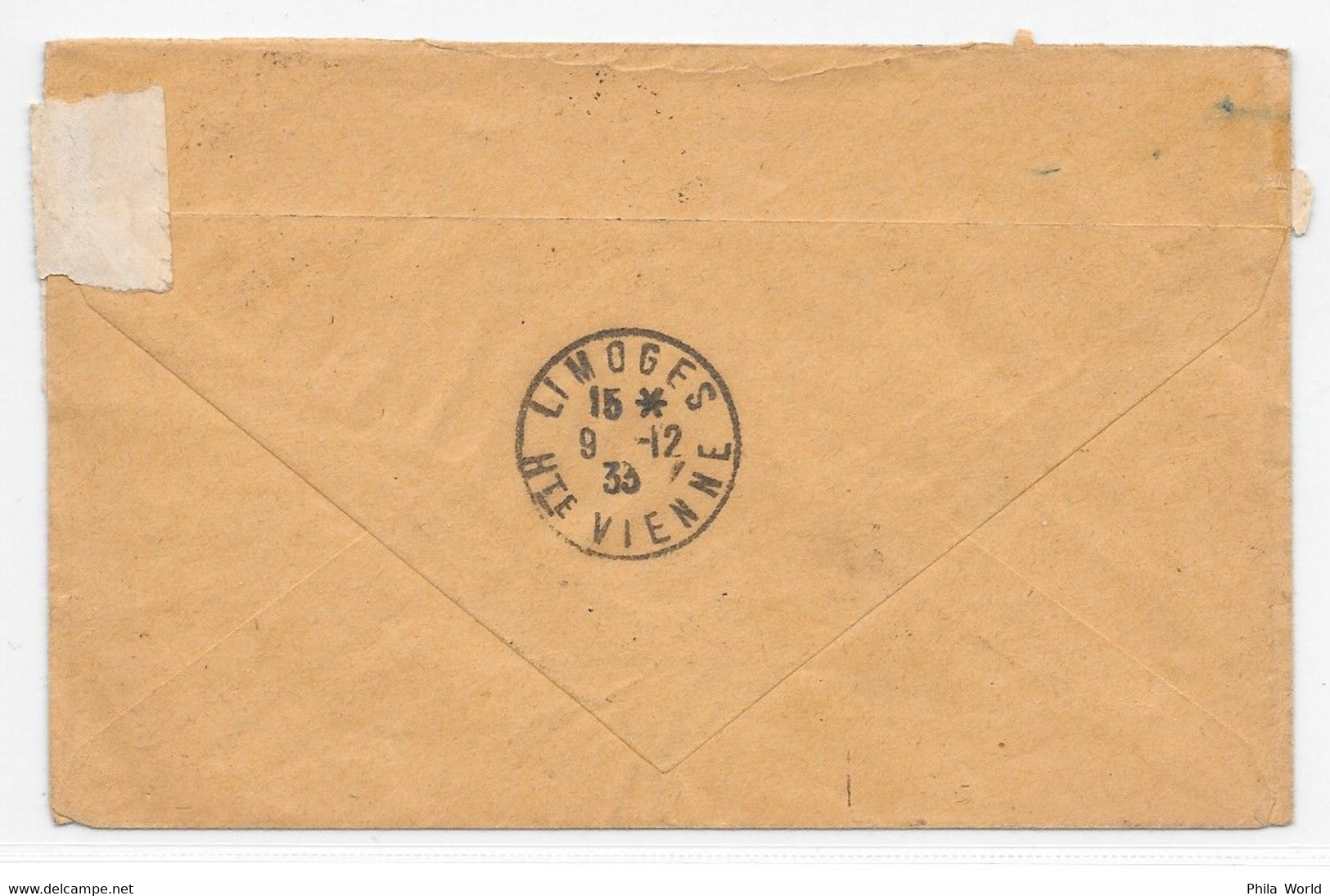 RARE UTILISATION TIMBRES FISCAUX ALGÉRIE 1933 Surchargés Impôt SUR LETTRE Constantine Pour La France T Pour Taxe Rayé - Covers & Documents