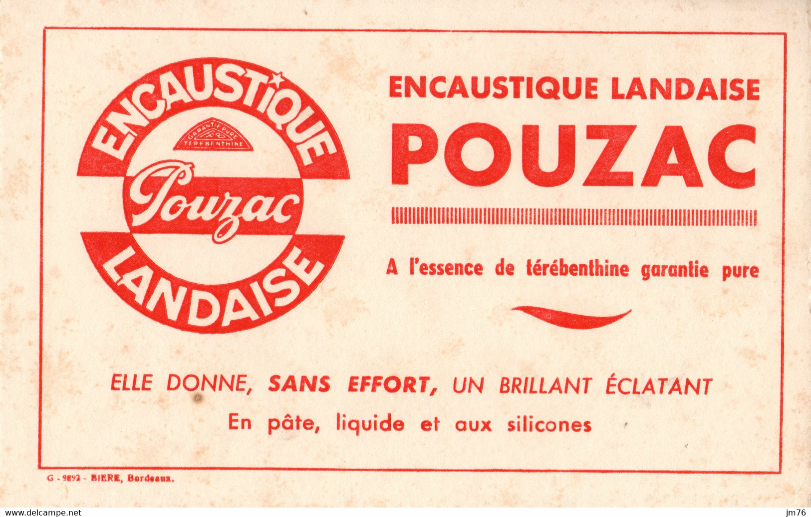 Buvard Encaustique Landais POUZAC - Produits Ménagers