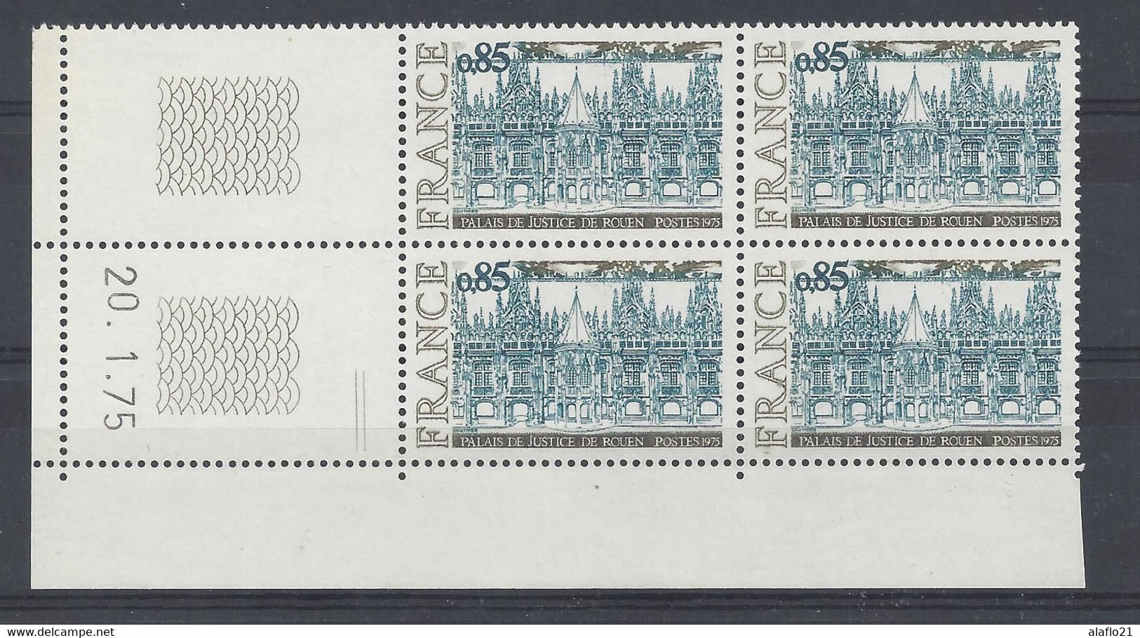 PALAIS De JUSTICE De ROUEN N° 1806 - Bloc De 4 COIN DATE - NEUF SANS CHARNIERE -  20-1-75  2 Traits - 1970-1979