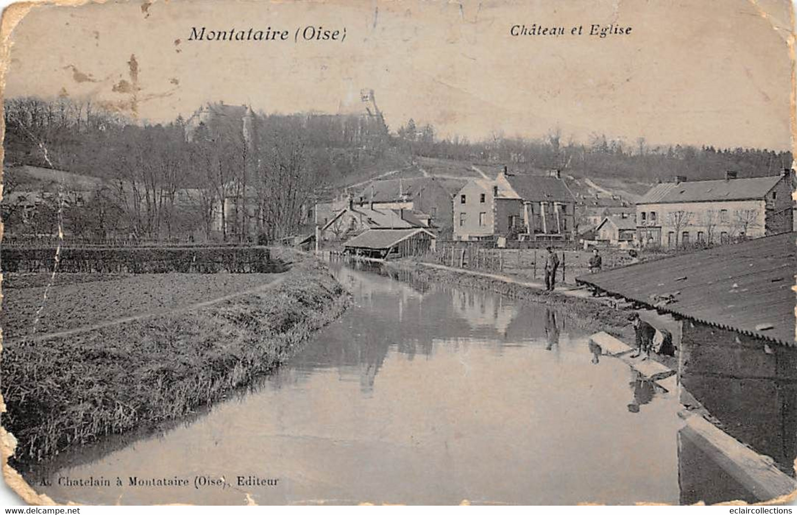 Montataire         60        Lavoir, Château, église. Carte Défraichie     (voir Scan) - Montataire