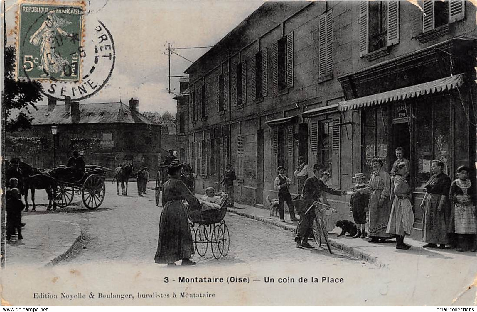 Montataire         60         Un Coin De La Place. Facteur En Tournée  -  Un Peu Défraichie        (voir Scan) - Montataire