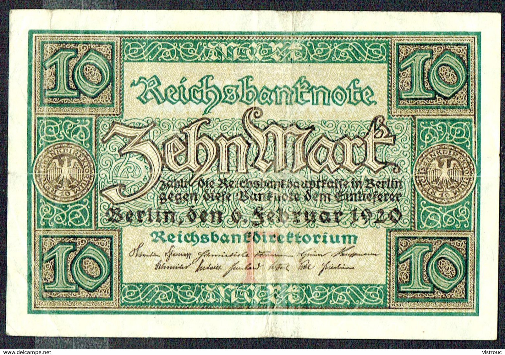 ALLEMAGNE - Reichbanknote - Zehn Mark - 10 Mark - Usagé - Used - N° R 386379 - Année / Year 1920. - 20 Mark