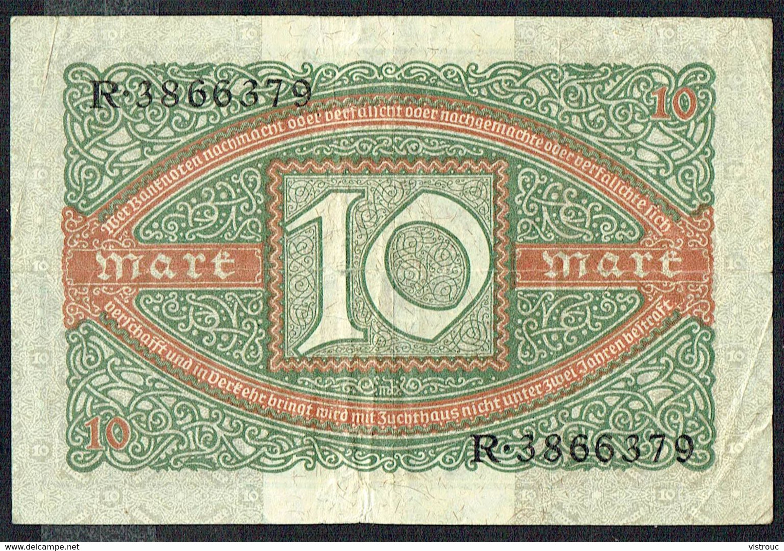 ALLEMAGNE - Reichbanknote - Zehn Mark - 10 Mark - Usagé - Used - N° R 386379 - Année / Year 1920. - 20 Mark