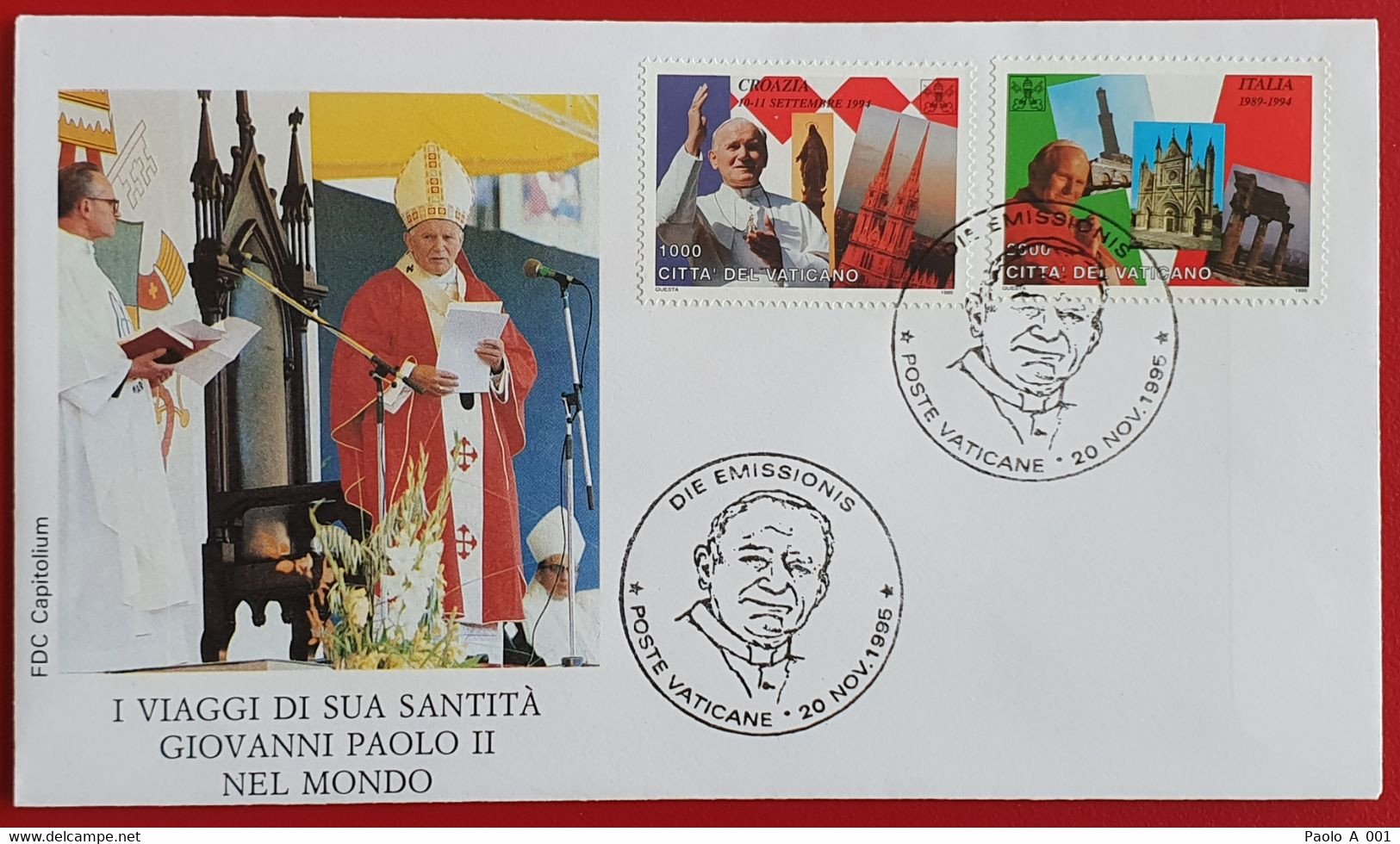 VATICANO VATIKAN VATICAN HRVATSKA CROAZIA ITALIA POPE JOHN PAUL II 1995 FDC VIAGGI - Covers & Documents