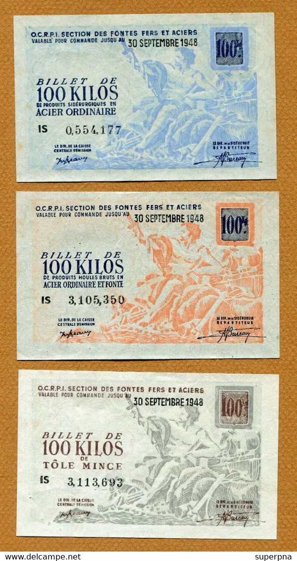 BILLET MATIERE : Collection De 12 Billets Différents (fer - Fonte - Tôle - Acier) 1948 - Bonds & Basic Needs