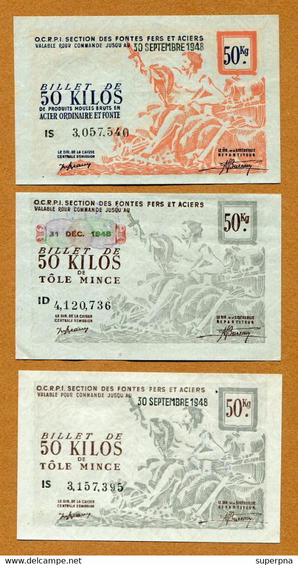 BILLET MATIERE : Collection De 12 Billets Différents (fer - Fonte - Tôle - Acier) 1948 - Bonds & Basic Needs