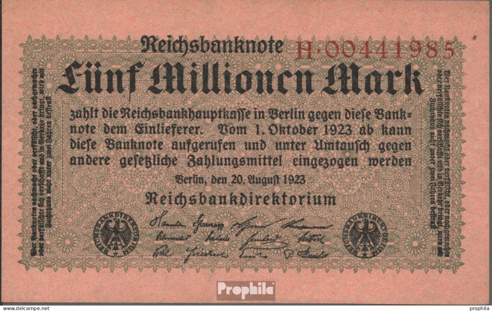 Deutsches Reich Rosenbg: 104a, Reichsdruckerei Gebraucht (III) 1923 5 Millionen Mark - 5 Mio. Mark