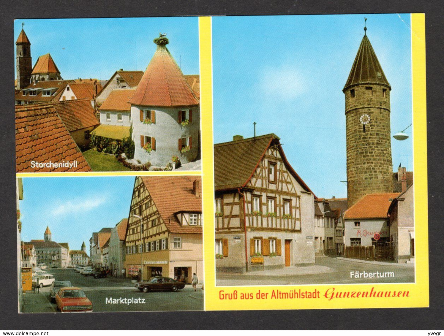 Allemagne - 8820 - Gunzenhausen - Storchenidyll, Marktplatz, Färberturm ( Voitures , 4 L Renault ) écrite En 1978 - Gunzenhausen