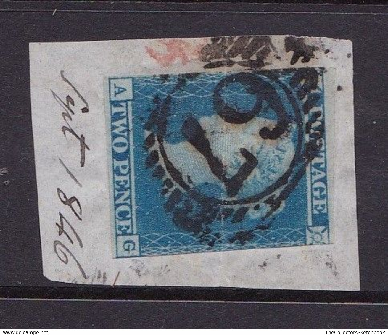 GB Victoria Line Engraved 2d  Blue (white Lines ) On A Piece; Creased (67 London District ) - Used Stamps