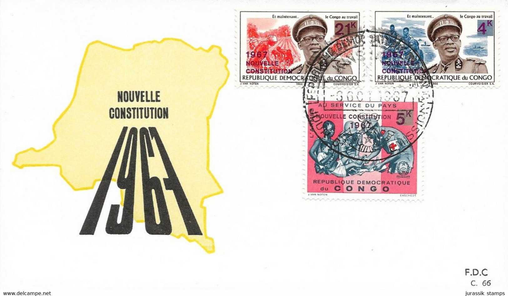 R D CONGO - 1967 FDC NOUVELLE CONSTITUITION -  1139 - Andere & Zonder Classificatie