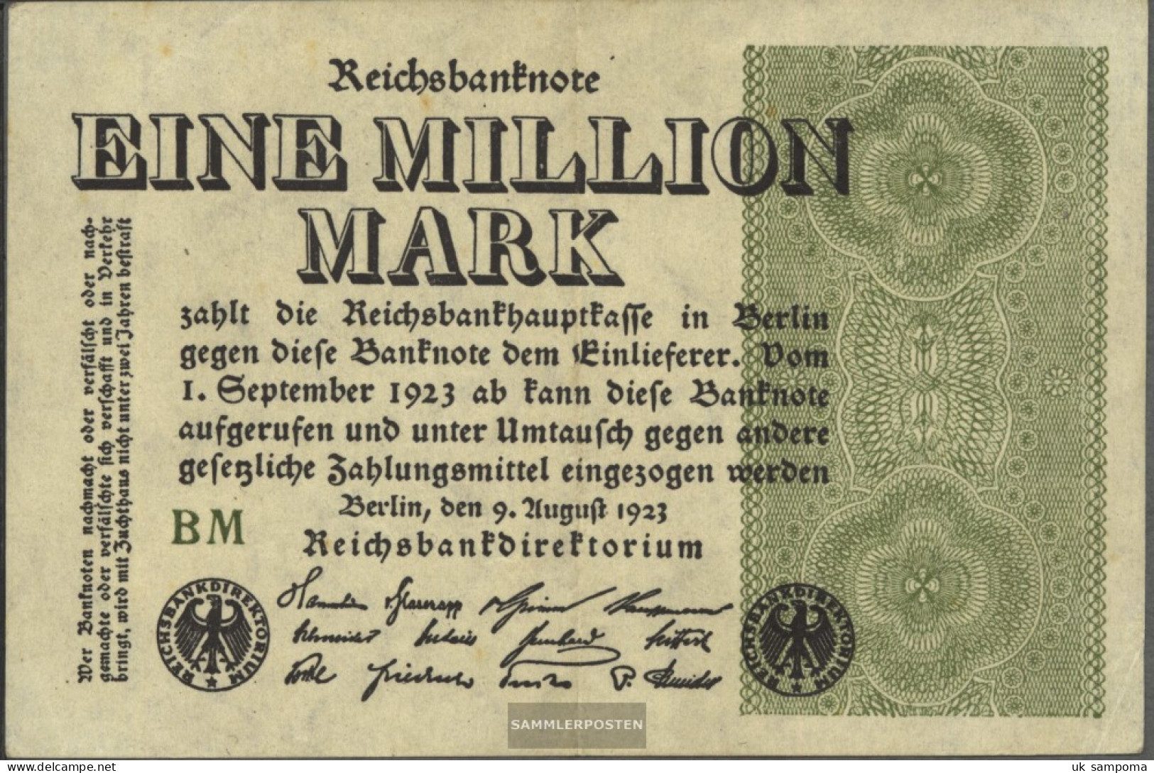 German Empire Rosenbg: 101d, Watermark Shaft Used (III) 1923 1 Million Mark - 1 Mio. Mark