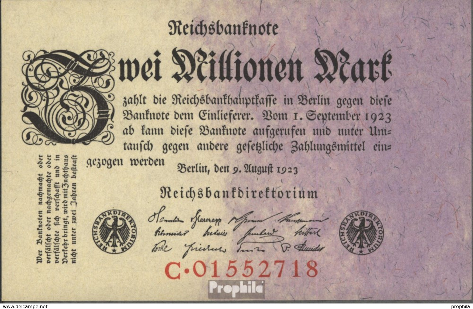 Deutsches Reich Rosenbg: 102a, Reichsdruckerei Gebraucht (III) 1923 2 Millionen Mark - 2 Mio. Mark