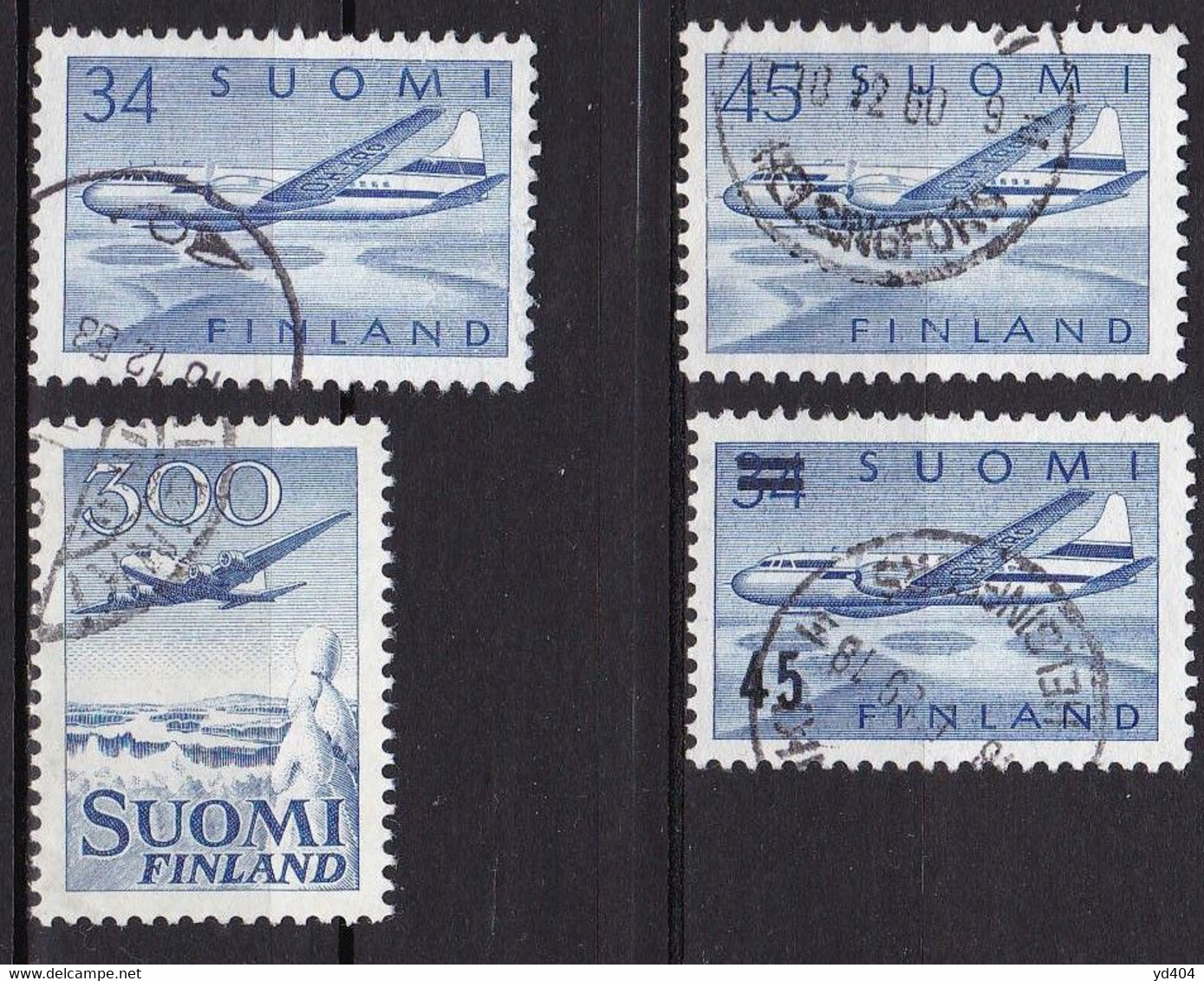 FI333 – FINLANDE – FINLAND – AIRMAIL - 1958-59 – Y&T 4/7 USED 8,50 € - Usados