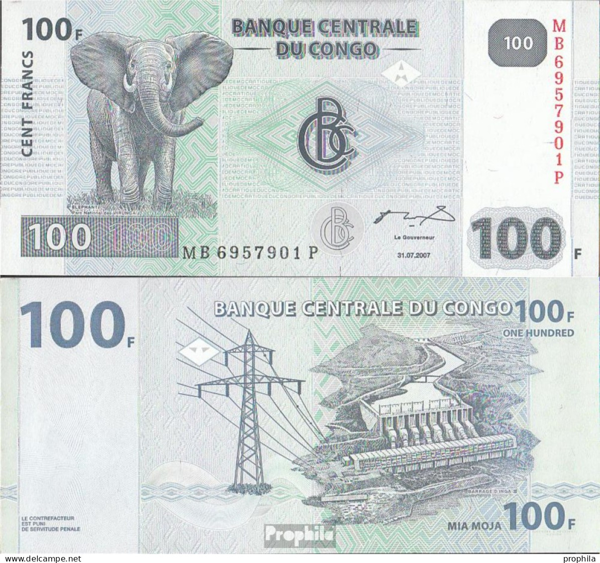 Kongo (Kinshasa) Pick-Nr: 98a Gebraucht (III) 2007 100 Francs - Ohne Zuordnung