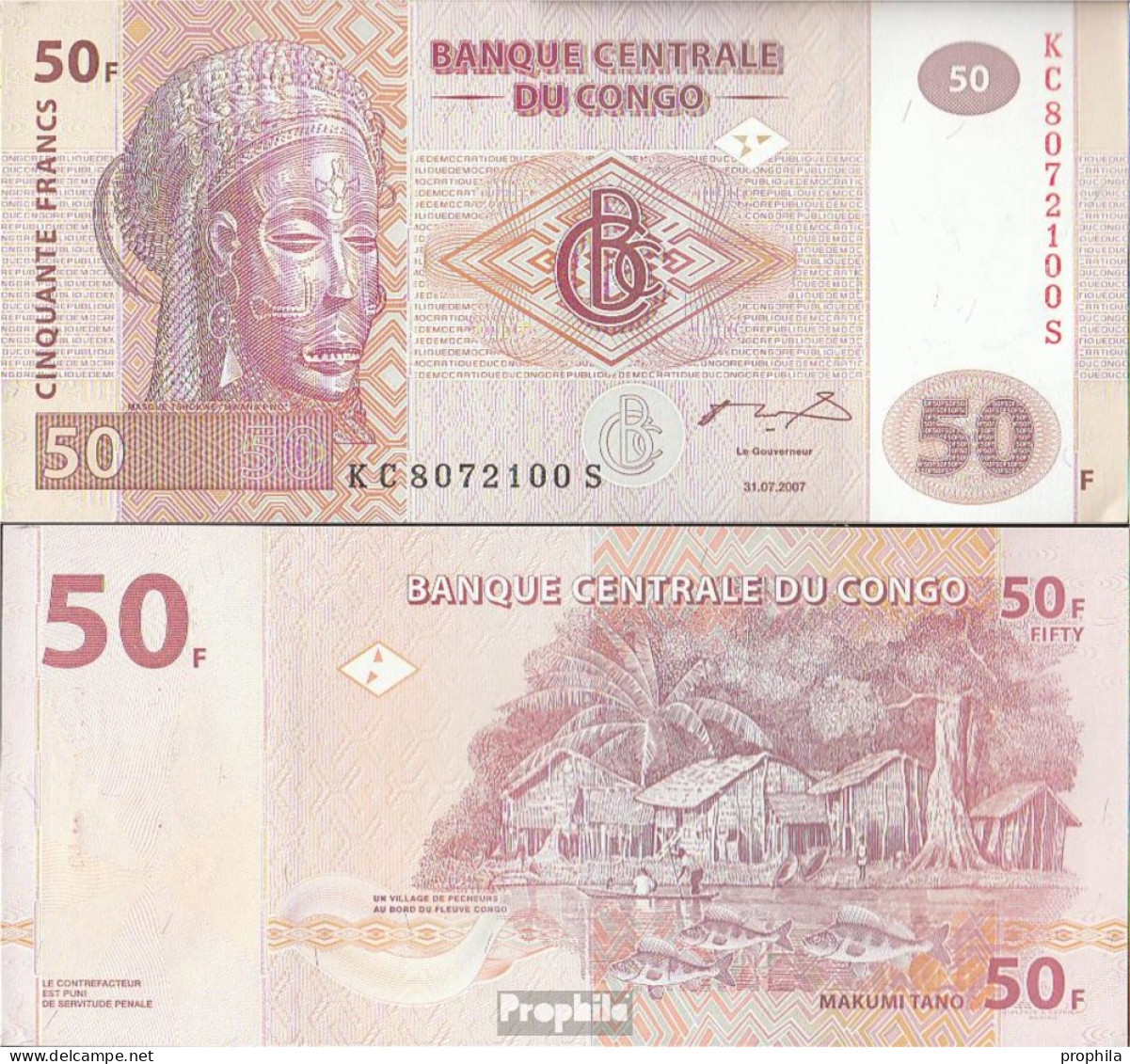 Kongo (Kinshasa) Pick-Nr: 97a Gebraucht (III) 2007 50 Francs - Sin Clasificación