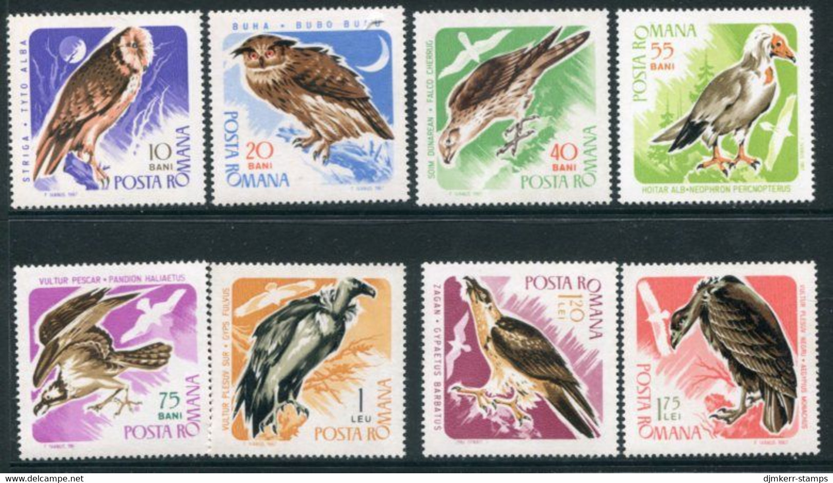 ROMANIA 1967 Owls And Raptors MNH / **.  Michel 2535-75 - Unused Stamps