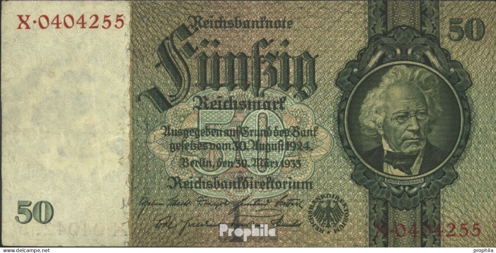 Deutsches Reich Rosenbg: 175a, Udr.-Bst.: I, Serien: V-Z, KN 7-stellig Gebraucht (III) 1933 50 Reichsmark - 50 Reichsmark