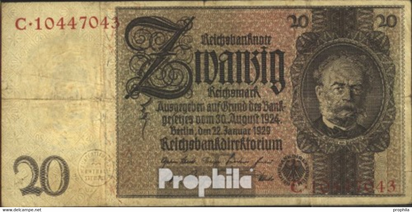 Deutsches Reich Rosenbg: 174a, Udr.-Bst.: F, Serien: A-E Gebraucht (III) 1929 20 Reichsmark - 20 Mark