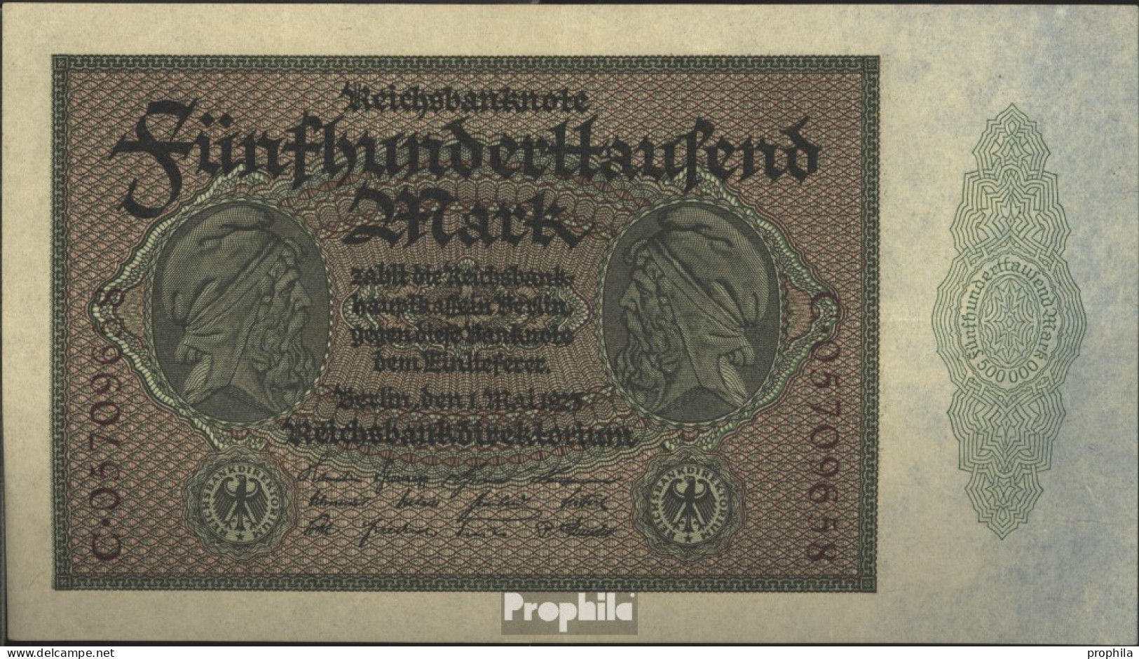 Deutsches Reich Rosenbg: 87d, 8stellige KN Nur Auf Der Vorderseite Zweimal Gebraucht (III) 1923 500.000 Mark - 500.000 Mark