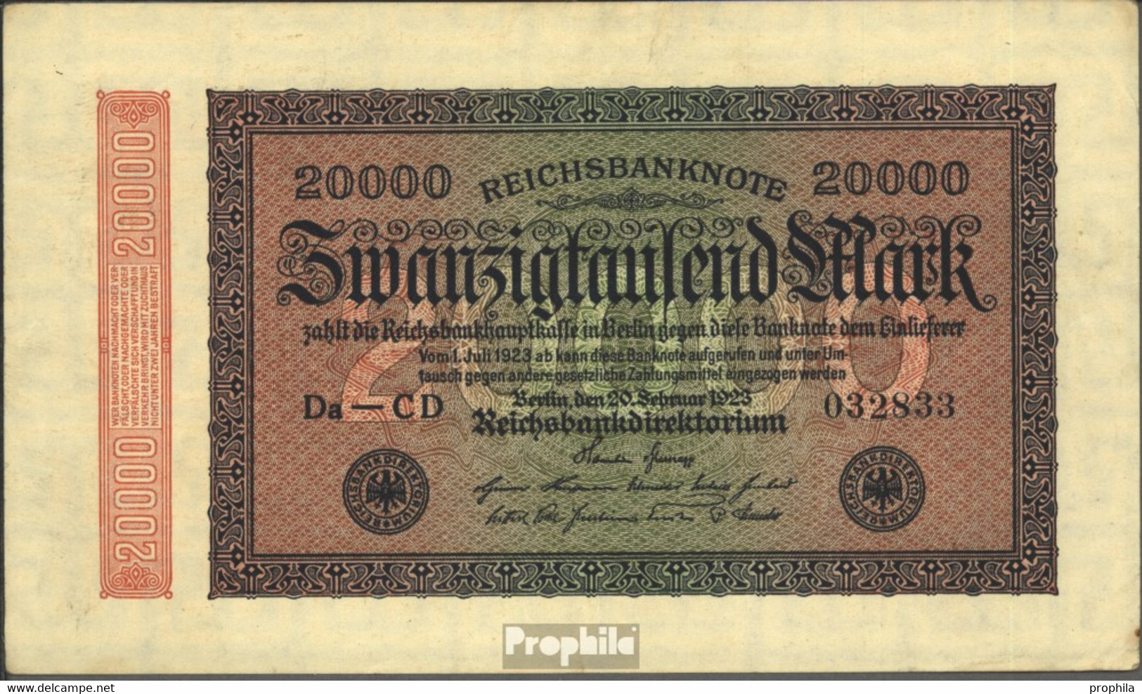 Deutsches Reich Rosenbg: 84i, Wasserzeichen Mäander Gebraucht (III) 1923 20.000 Mark - 20000 Mark