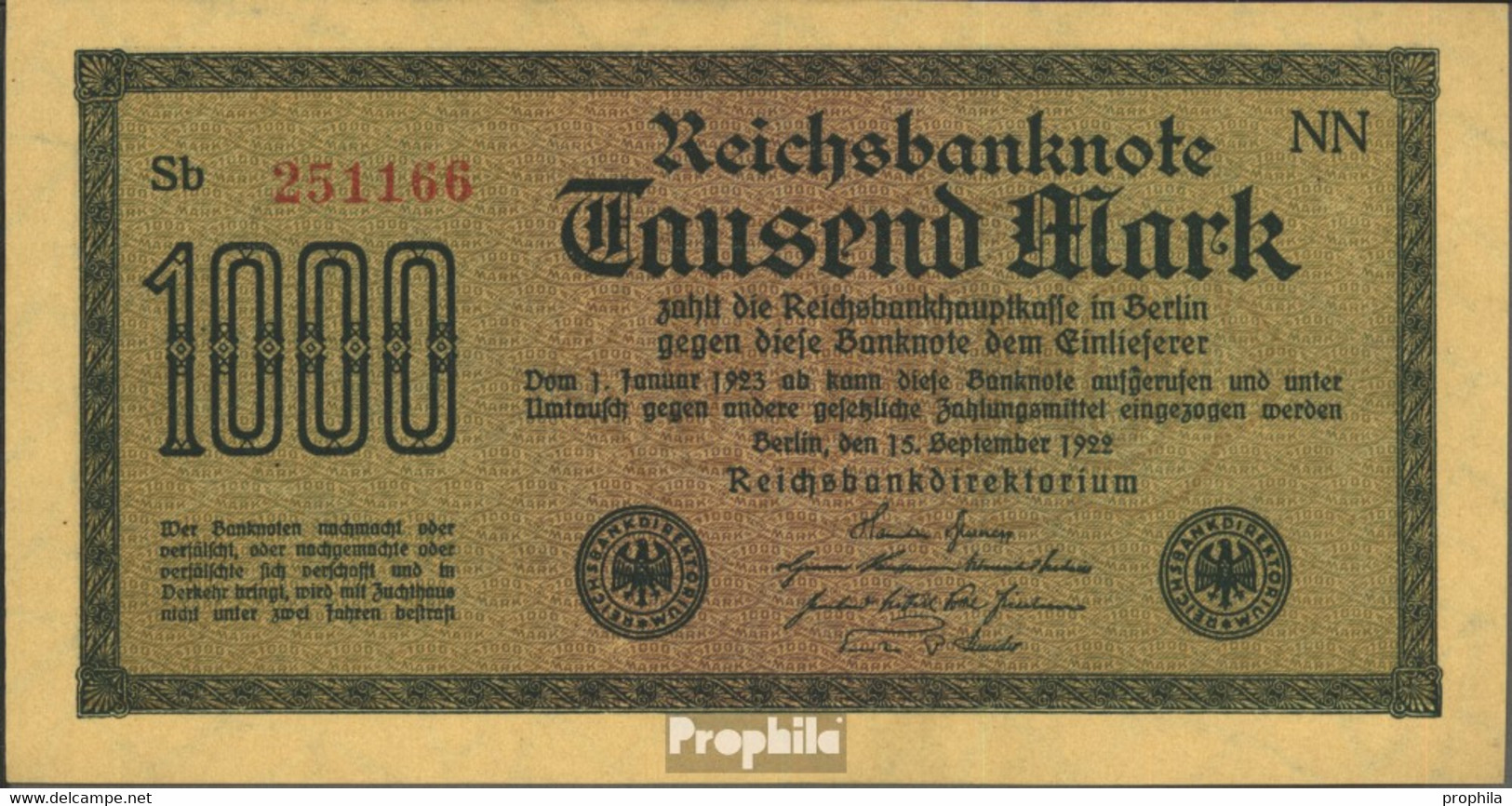 Deutsches Reich Rosenbg: 75d, Wasserzeichen Dornen Gebraucht (III) 1922 1.000 Mark - 1000 Mark