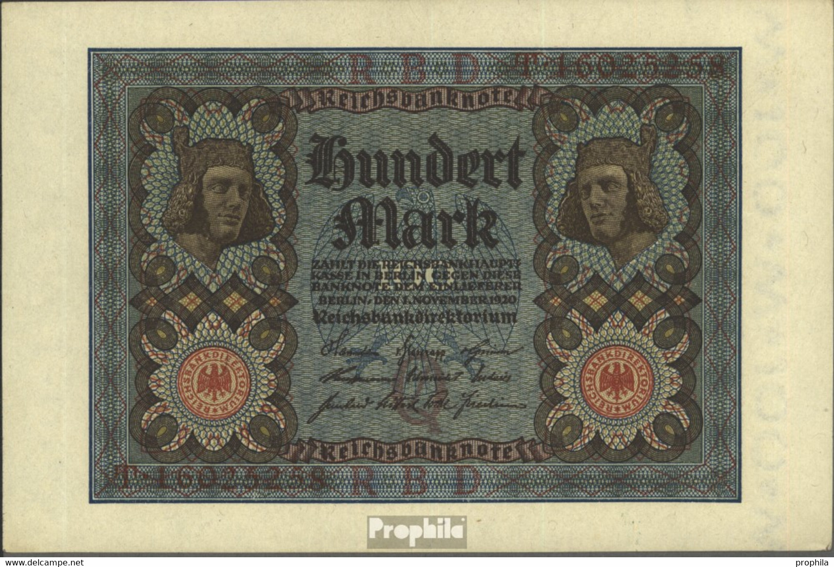 Deutsches Reich Rosenbg: 67b, 8stellige Kontrollnummer Gebraucht (III) 1920 100 Mark - 100 Mark