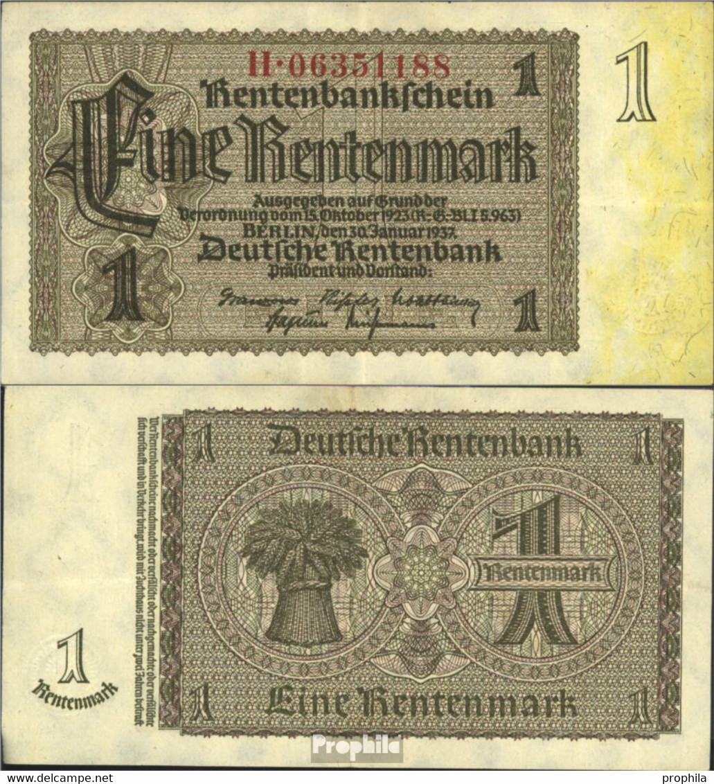 Deutsches Reich Rosenbg: 166c, Firmendruck 8stellige Kontrollnummer Gebraucht (III) 1937 1 Rentenmark - 1 Rentenmark