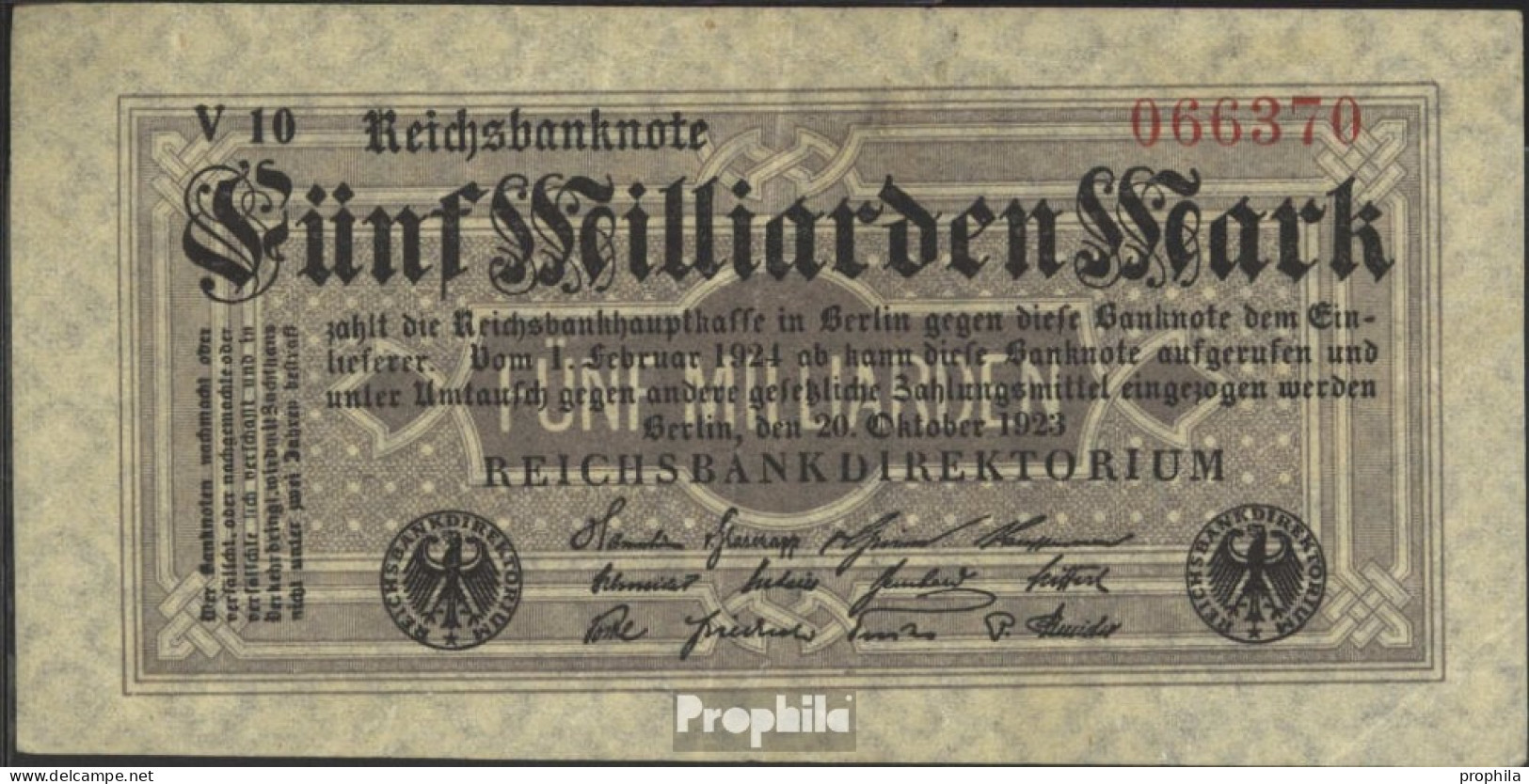 Deutsches Reich Rosenbg: 120c, 6stellige KN, Firmenzeichen Schwarz Gebraucht (III) 1923 5 Mrd. Mark - 5 Milliarden Mark