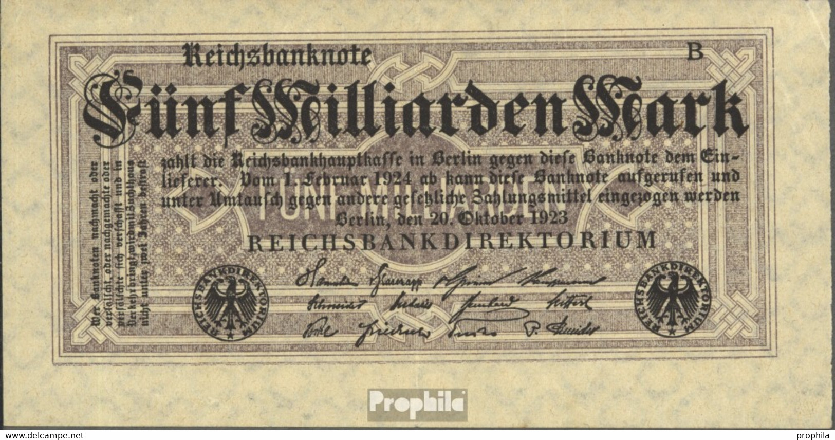 Deutsches Reich Rosenbg: 120d, Ohne Kontrollnummer Mit Firmenzeichen Gebraucht (III) 1923 5 Milliarden Mark - 5 Miljard Mark