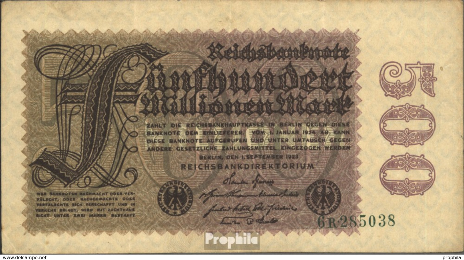 Deutsches Reich Rosenbg: 109b, Privatfirmendruck Wasserzeichen Kreuzblüten Gebraucht (III) 1923 500 Millionen Mark - 500 Millionen Mark