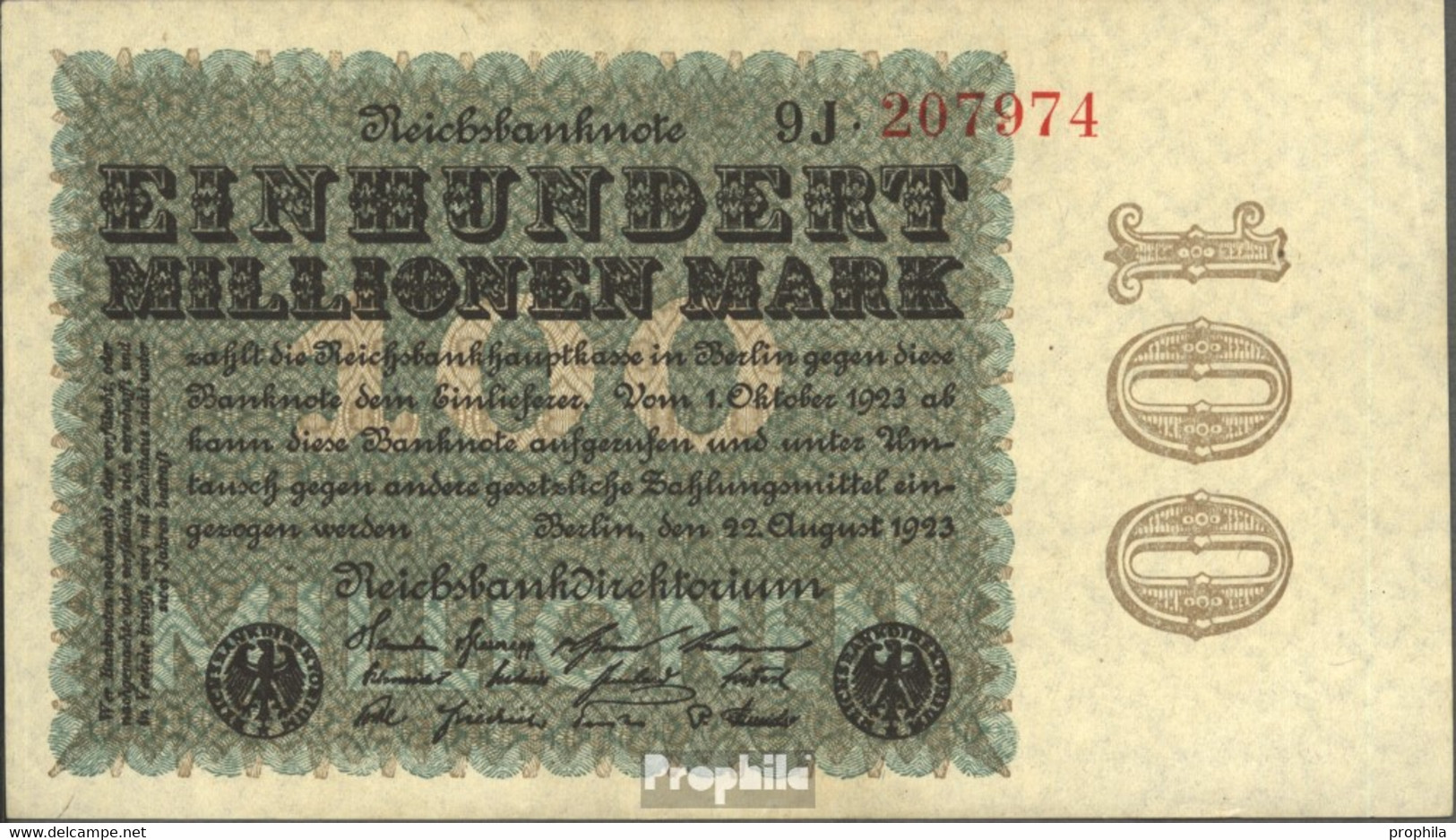 Deutsches Reich Rosenbg: 106h, Wz. Kreuzblüten Rote KN Schwarzes Firmenzeichen Gebraucht (III) 1923 100 Millionen Mark - 100 Miljoen Mark