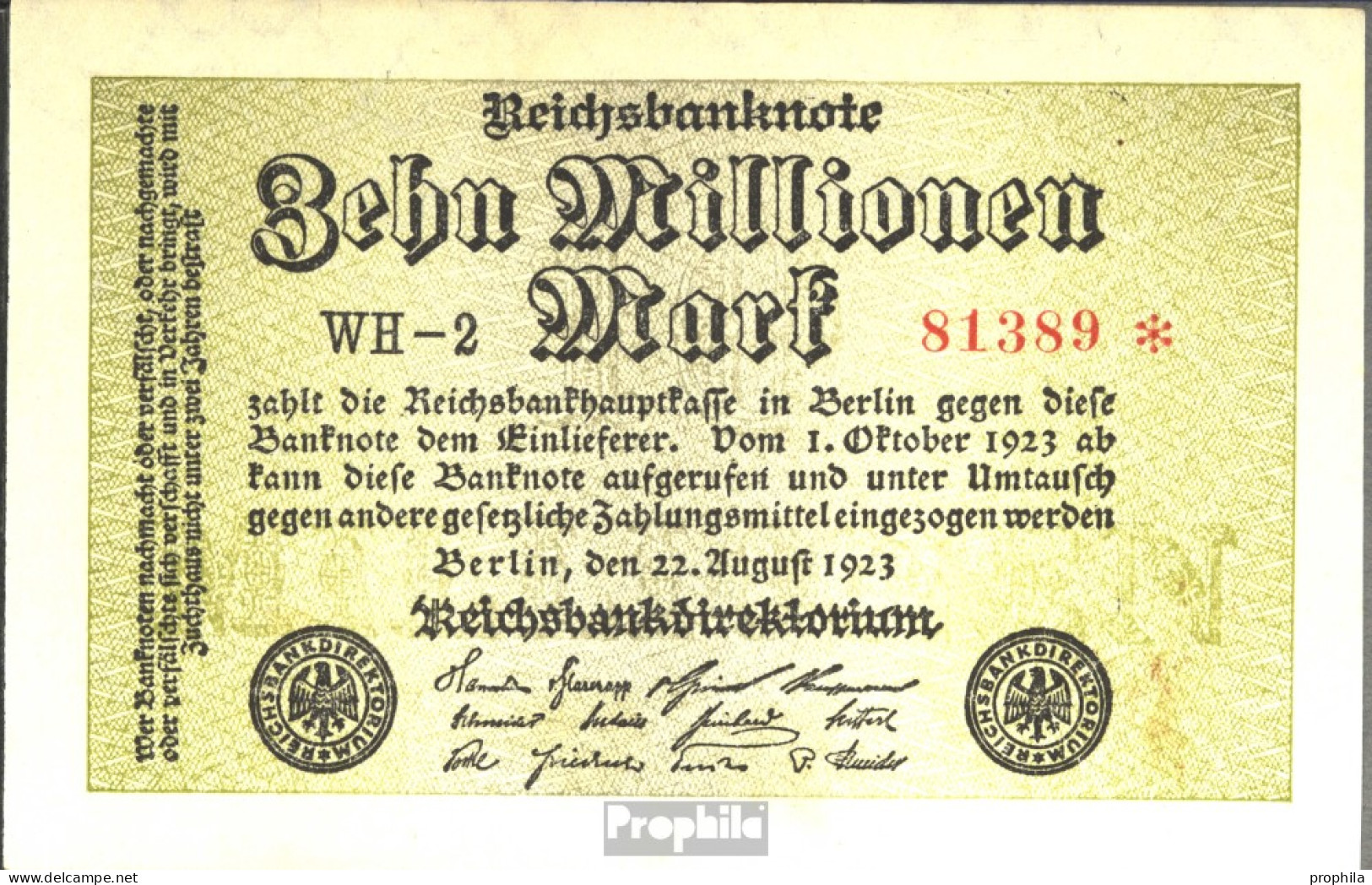 Deutsches Reich Rosenbg: 105e, Wasserzeichen Gitter Mit 8, 5-stellige Kontrollnummer Gebraucht (III) 1923 10 Millionen M - 10 Miljoen Mark