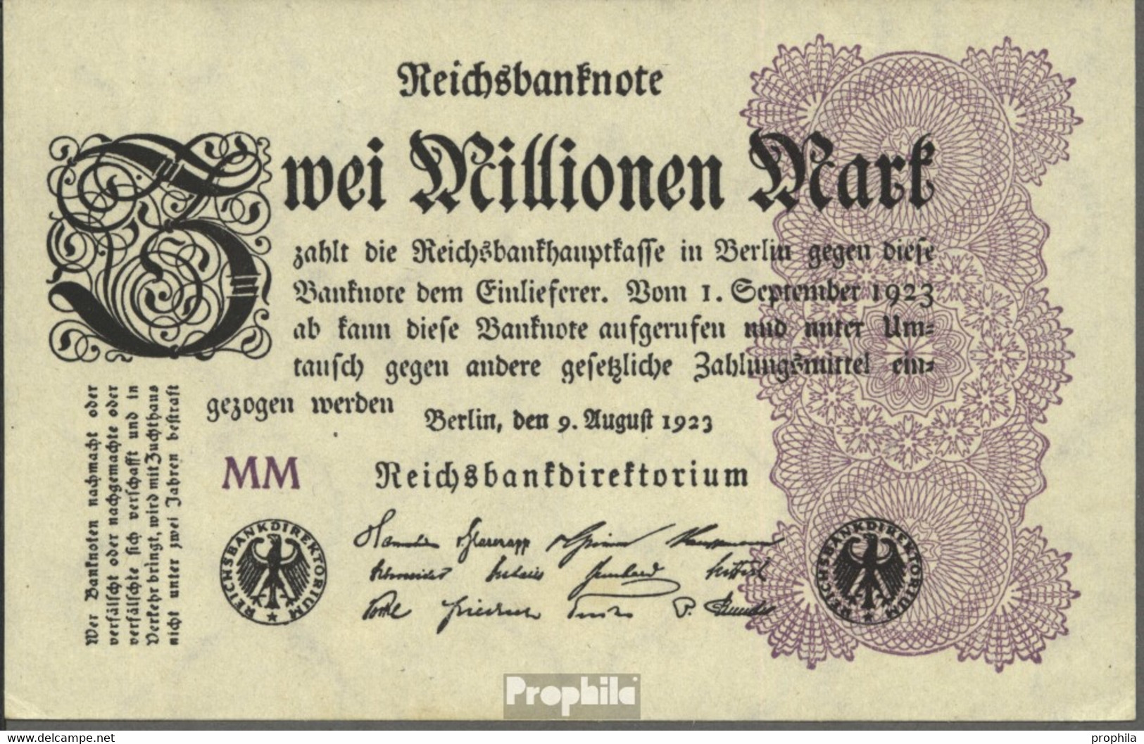 Deutsches Reich Rosenbg: 103e, Wasserzeichen Wellen Gebraucht (III) 1923 2 Millionen Mark - 2 Mio. Mark