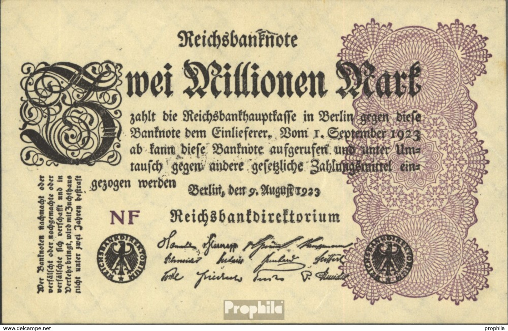 Deutsches Reich Rosenbg: 103d, Wasserzeichen Gitter Mit 8 Gebraucht (III) 1923 2 Millionen Mark - 2 Mio. Mark