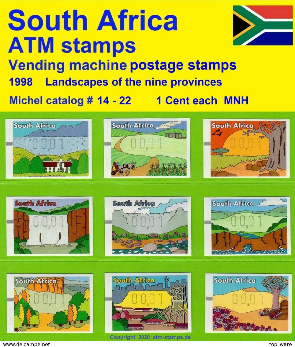1998 Südafrika South Africa RSA ATM Stamps 14-18 Nine Provinces Series 00,01 MNH Frama Automatenmarken Automatici - Automatenmarken (Frama)