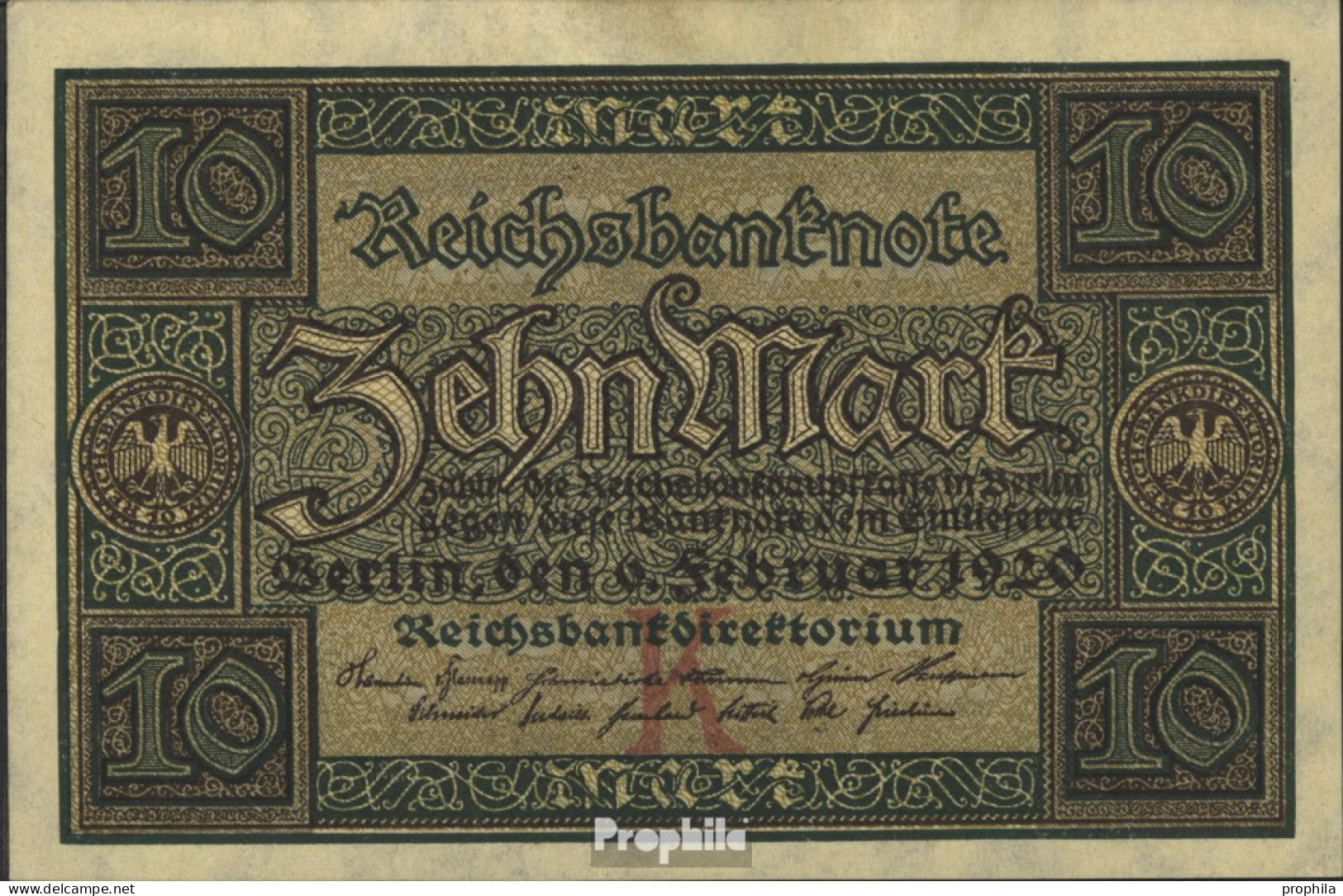 Deutsches Reich Rosenbg: 63b, 8stellige Kontrollnummer Gebraucht (III) 1920 10 Mark - 10 Mark