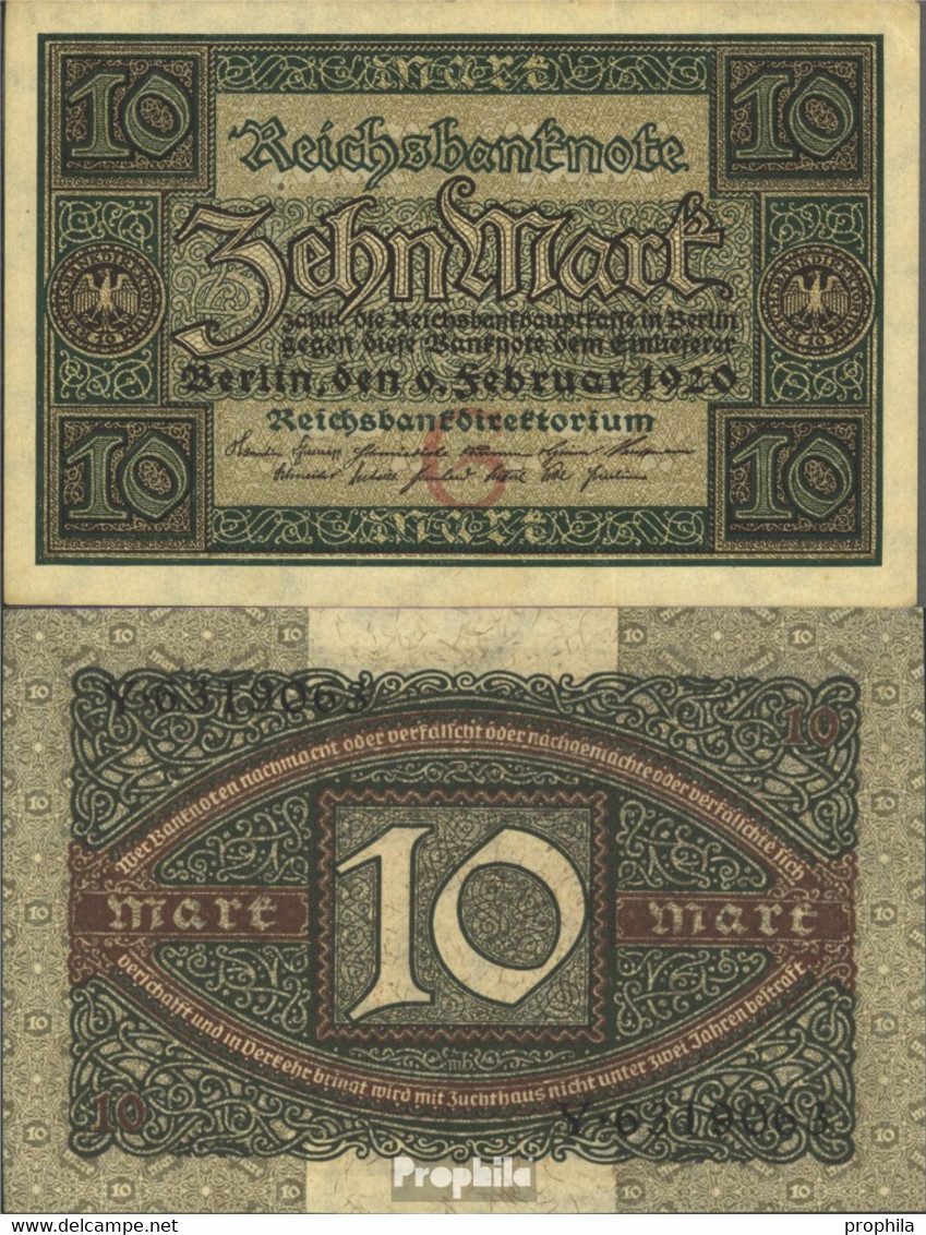 Deutsches Reich Rosenbg: 63a, 7stellige Kontrollnummer Gebraucht (III) 1920 10 Mark - 10 Mark