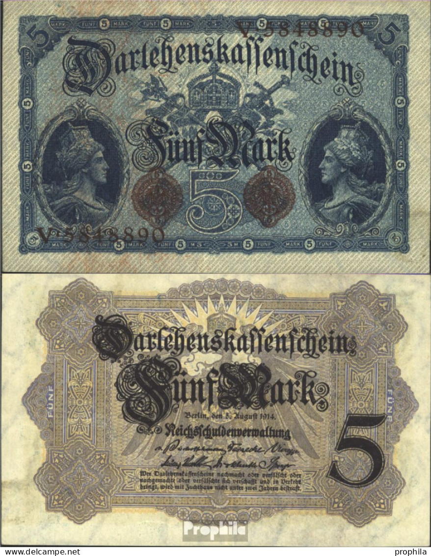 Deutsches Reich Rosenbg: 48b, 7stellige Kontrollnummer Gebraucht (III) 1914 5 Mark - 5 Mark