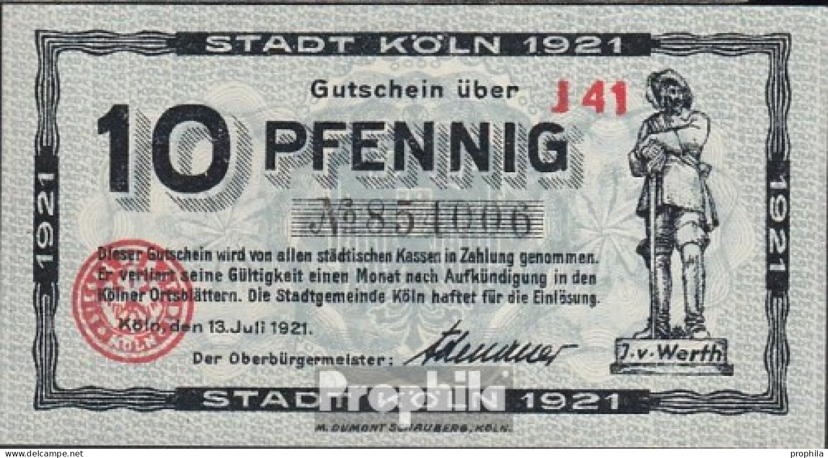 Köln Pick-Nr: Notgeld Der Stadt Köln Gebraucht (III) 1921 10 Pfennig - Notgeld