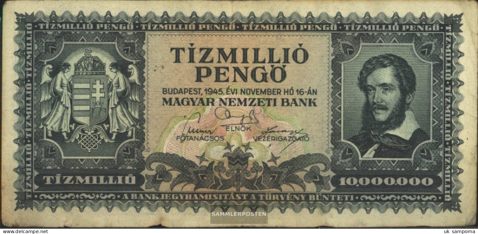 Hungary Pick-number: 123 Used (III) 1945 10 Million. Pengö - Hongrie