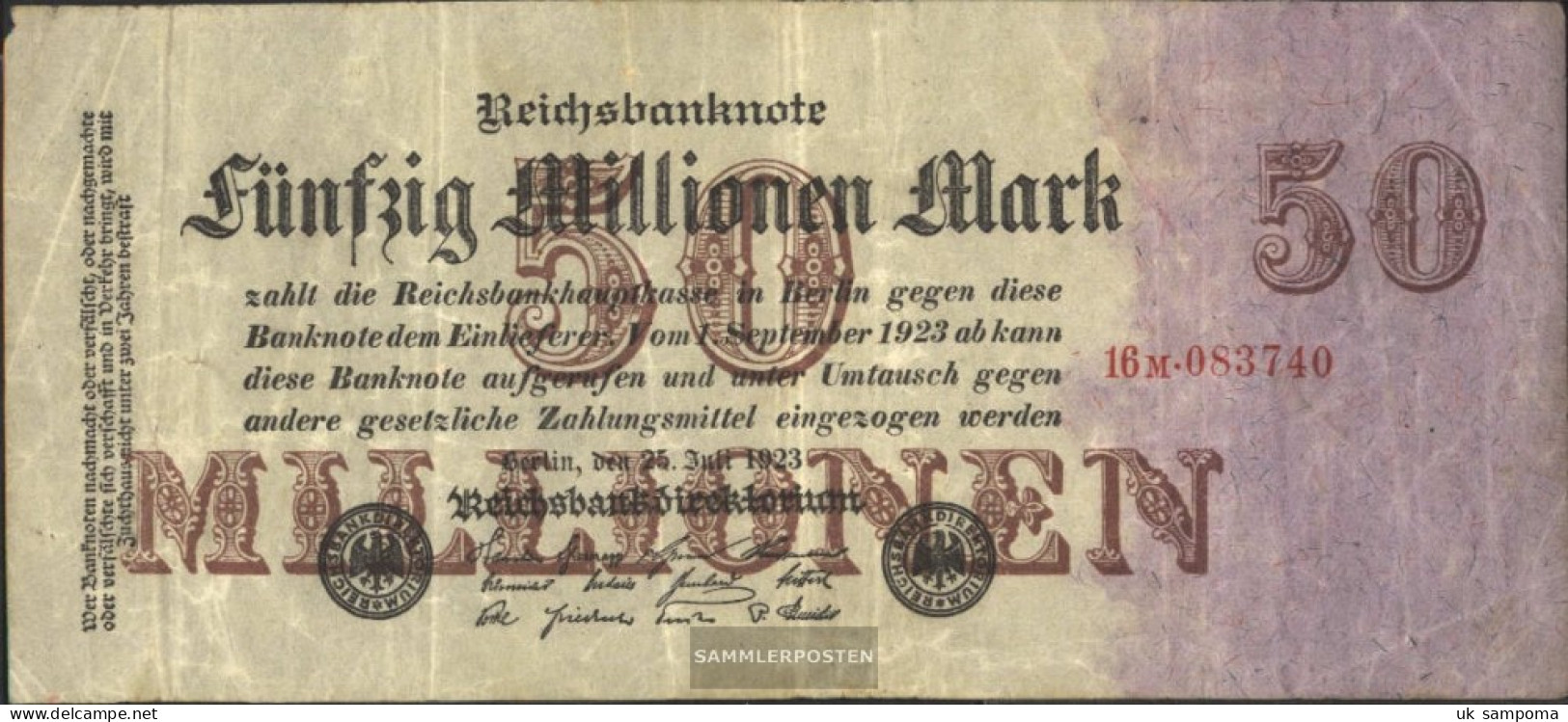 German Empire Rosenbg: 97b, Privatfirmendruck Used (III) 1923 50 Million Mark - 50 Miljoen Mark