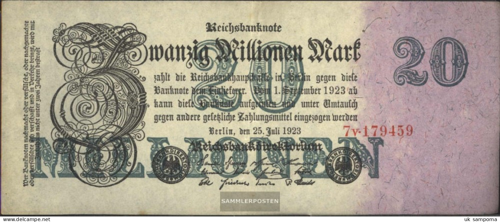 German Empire Rosenbg: 96b, Privatfirmendruck, 6stellige Kontrollnummer, Red FZ Used (III) 1923 20 Million Mark - 20 Mio. Mark