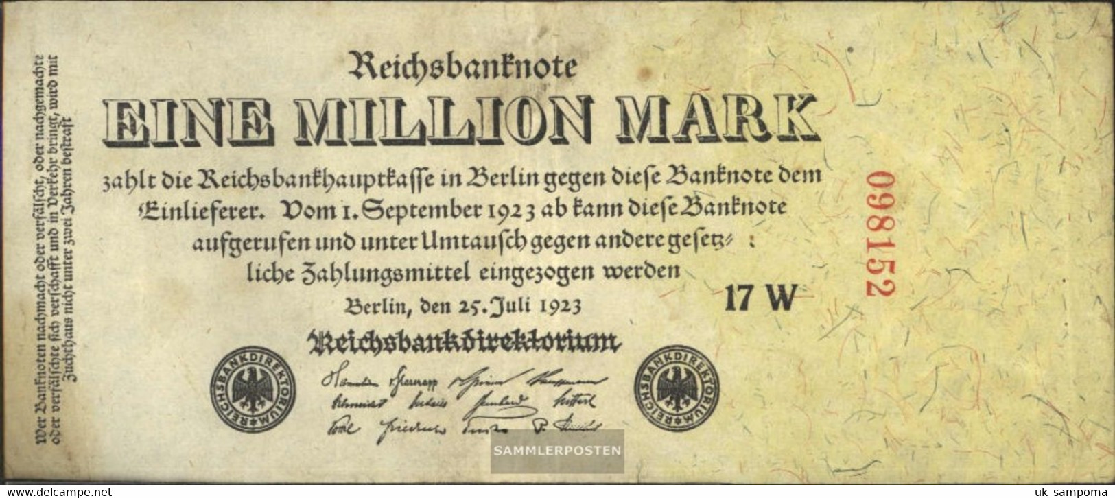 German Empire Pick-number: 92b, Privatfirmendruck, KN After Inside Used (III) 1923 1 Million Mark - 1 Mio. Mark