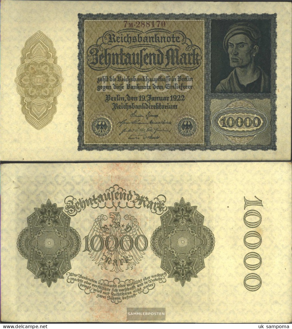 German Empire Rosenbg: 69c, Privatfirmendruck 6stellige Kontrollnummer Used (III) 1922 10.000 Mark - 10000 Mark