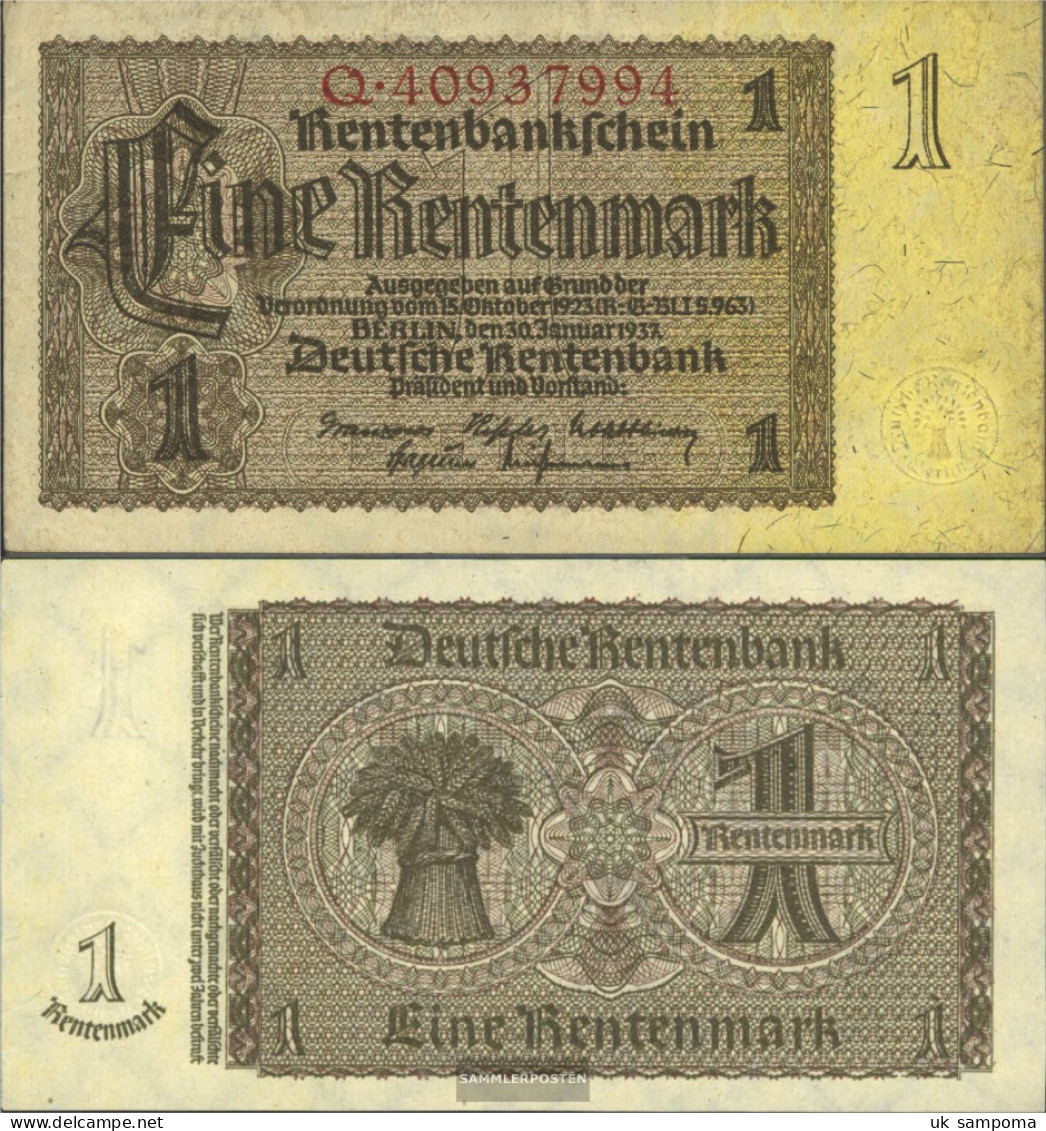 German Empire Rosenbg: 166b, Empire Printing 8stellige Kontrollnummer Used (III) 1937 1 Rentenmark - 1 Rentenmark